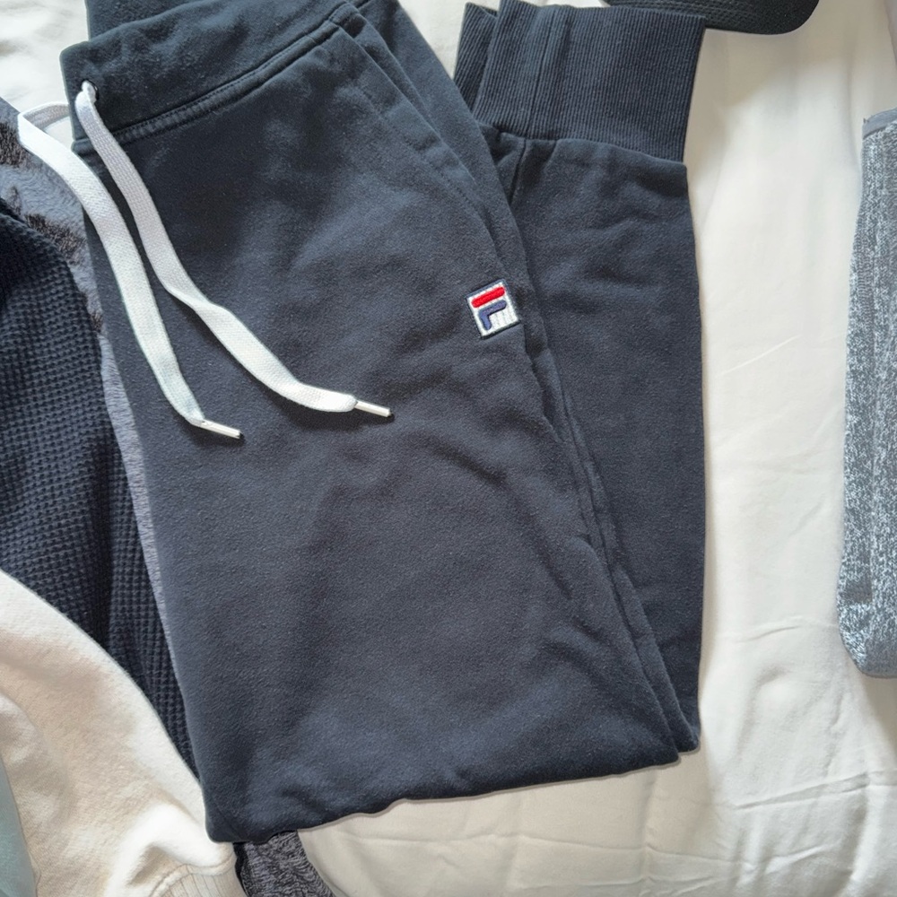 Fila Black Joggers with White Drawstrings